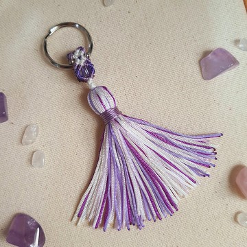 C011-手工編織串珠小流蘇鑰匙圈