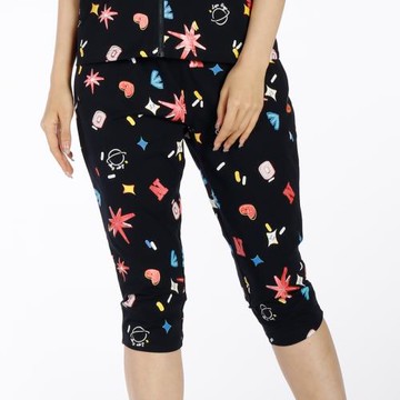 (免運)La Pagayo拉柏家雅夏季女士七分褲寬松休閑中褲印花運動個性印花