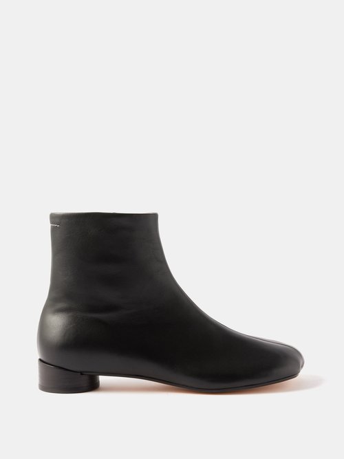 Mm6 Maison Margiela - Leather Ankle Boots - Mens - Black