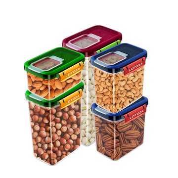 堅果雜糧PP密封保鮮盒-5件組(2800ml x1+800ml x1+2000ml x1+1400ml x2)