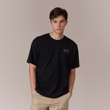 GIORDANO 男裝Chillax系列印花上衣 - 31 標誌黑