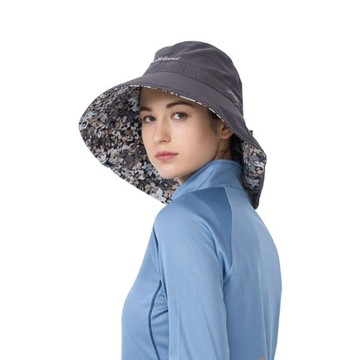 WILDLAND 女抗UV印花雙面優雅遮陽帽.防曬帽.休閒帽.大盤帽/W1065-95 鐵灰色