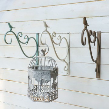 鐵銹小鳥壁掛垂吊鉤 鐵銹歐式復古做舊 鐵藝吊籃掛鉤 花園雜貨