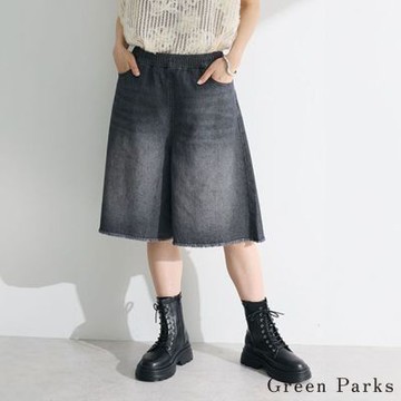 〚Green Parks〛復古褪色流蘇寬版牛仔短褲