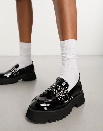 RAID Mitali chunky loafer with hardware in black