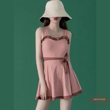 仙女范連體泳衣女甜美可愛寬松胖妹妹保守遮肉顯瘦高溫泉服泳裝潮