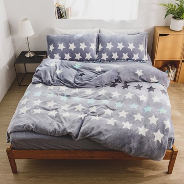 絲薇諾 星情 雙人四件式-法蘭絨 鋪棉加厚床包被套組