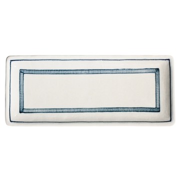 佐和陶瓷國際有限公司 藍繪雙圓燒物皿 日本製  1個  米白色  28.3 x 12 x 2.3cm