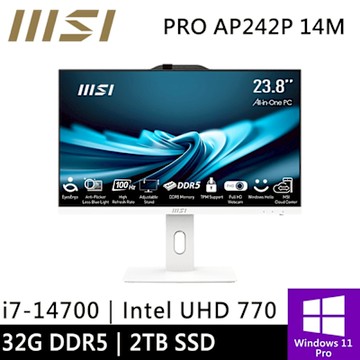 微星 PRO AP242P 14M-626TW-SP4 24型 白(i7-14700/32G/2TB SSD/W11P)特仕版