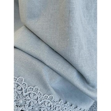 韓系刺繡花邊棉麻泡泡袖襯衫女秋季減齡休閑遮肚套頭寬松大版上衣