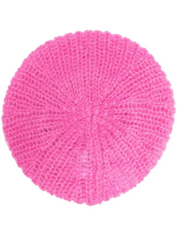 GANNI - mohair-wool beret beanie - women - Wool/Mohair/Polyamide - One Size - Pink