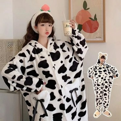 ヴィジョン ストリートウェア ルームウェア パジャマ 干支 牛柄 もこもこ 牛 ふわふわ おもしろ ウシ カバーオール フリー 帽子付き ポケット付き ボタン 仮装 通販 Lineポイント最大get Lineショッピング