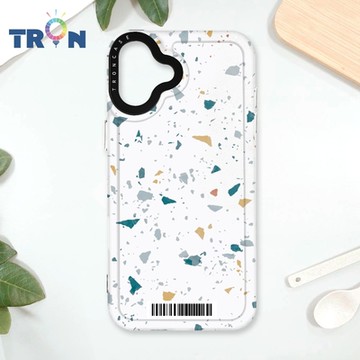 TRON IPhone 16 PLUS 彩色幾何小磨石子A款 防摔太空載具殼 透黑 軟硬 手機殼