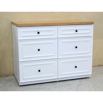 【歐風別館】康庭新古典白色+柚木集成六斗櫃【基隆至台中免運費】