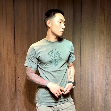 美國百分百【全新真品】ELEMENT 短袖 T恤 上衣 LOGO 短T 街頭滑板 T-shirt 灰綠 S號 AS42