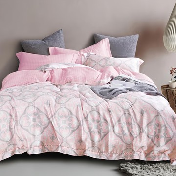 foca 100%萊賽爾纖天絲 棉被寢具4件組  床包 + 兩用被 + 枕套 2個  Queen Size  桃腮