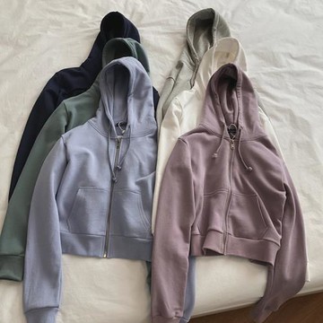 甜酷美式女孩！bm風顯高顯瘦短款棉質拉鏈衛衣外套女秋