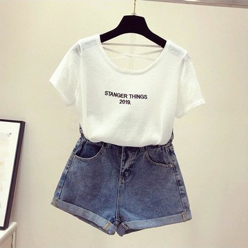 品牌折扣女裝專柜撤柜尾貨清倉特價露背冰絲t恤女短袖夏修身上衣