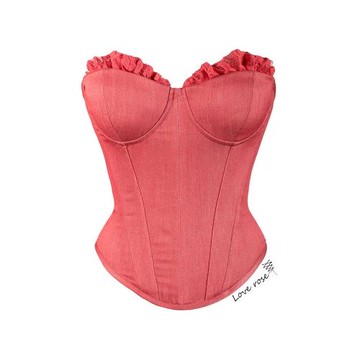 綁裹裹原創設計師 西瓜紅木耳邊立體罩杯胸墊魚骨衣裹胸抹胸上衣