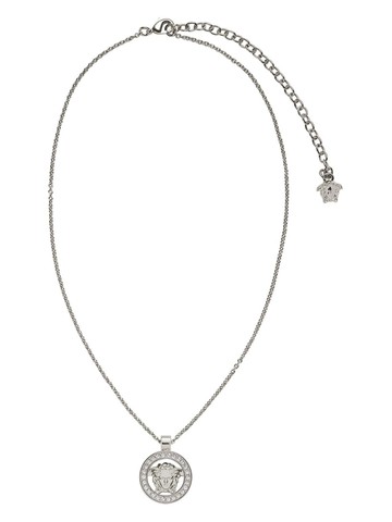 Versace - rhinestone-embellished Medusa Head necklace - unisex - glass/Brass - One Size - Silver