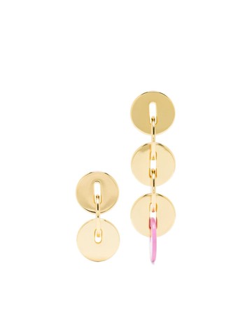 Maje - circular-links dangle earrings - women - Brass/Resin - One Size - Gold