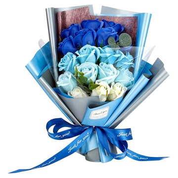 艾米購物18朵香皂花 浪漫香氛  漸層藍 + 灰色開窗