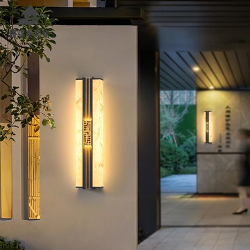 限時折扣！別墅戶外壁燈  大門兩側太陽能新中式仿云石外墻燈  門柱太陽能庭院燈Q9/16