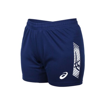 ASICS 女針織短褲-台灣製 運動 慢跑 路跑 吸濕排汗 三分褲 亞瑟士 K32046-50 丈青白