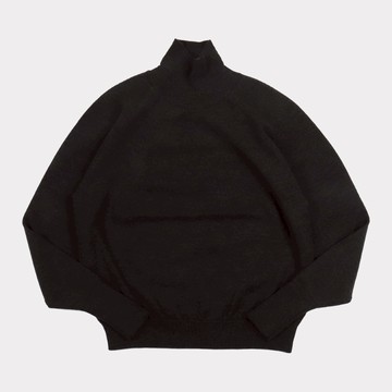 日本Batoner高密度結實羊毛平滑蓬鬆觸感輕柔插肩袖經典高領毛衣炭灰