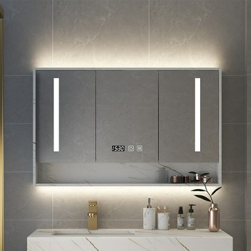 浴室玻璃門智能鏡子柜衛生間防水實木壁掛衛浴鏡置物收納帶格鏡柜[DD150110]