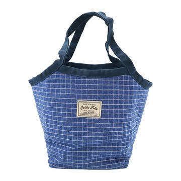 日本進口格紋保冷保溫袋-水藍色-1入