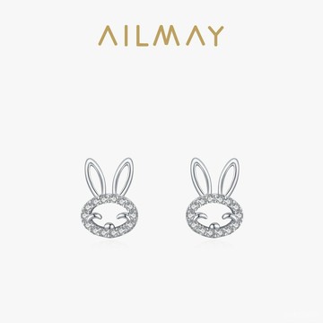 AILMAY✨正品授權✨香港直發s925銀小兔子鏤空耳釘女韓國小衆設計微鑲鑽耳環甜美小清新耳飾品