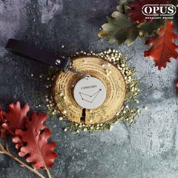 【OPUS東齊金工】不鏽鋼鑰匙圈吊飾《當貓咪變身摩羯座》金屬圓牌皮飾扣環 時尚配件 12星座匙扣KE-st01