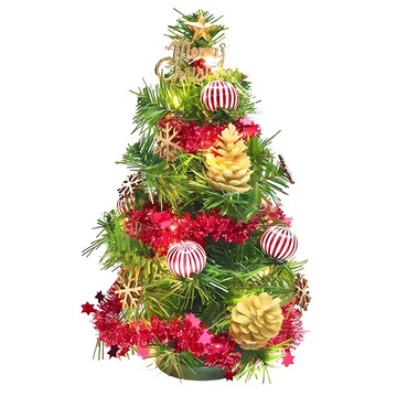 摩達客 耶誕 1尺(30cm) 迷你裝飾聖誕樹 (木質雪花系) LED20燈銅線燈(暖白光/USB電池兩用充電)  綠色 + 紅色 + 金色  1組