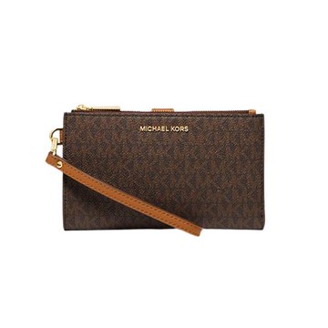 【MICHAEL KORS】Jet Set Logo 老花手拿包/錢包-棕色 34F1GJ6W4B200