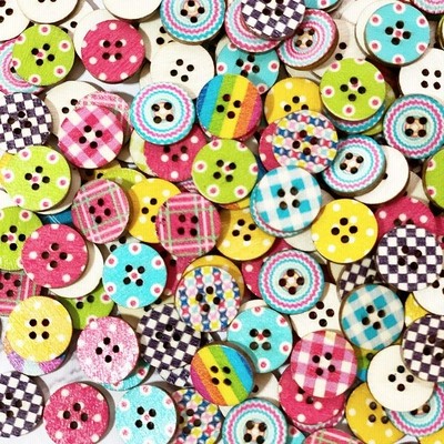 8Rabbit 約400個 セット ボタン 手芸 15mm 木 大容量 ウッドボタン DIY アクセサリー パーツ