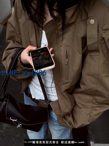 【臺灣公司】NALY美式復古卡其色夾克外套女2025春秋寬松立領獨特設計感上衣短