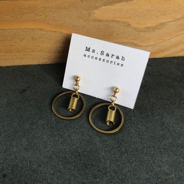 黃銅耳環_圓形燈泡(可改夾)