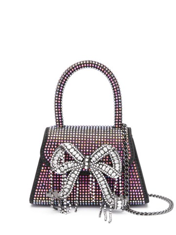 Self-Portrait - micro Bow rhinestoned mini bag - women - Polyester/Rhinestone - One Size - Black