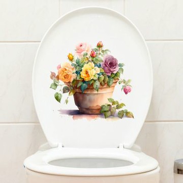 【MR.ZAKKA】創意萬用裝飾貼紙-植物主題 繽紛彩色盆花 F款 居家布置 DIY可移式壁貼 無痕壁貼 牆貼