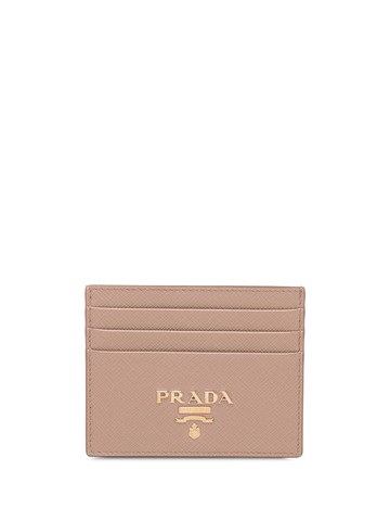 Prada - compact front logo cardholder - women - Calf Leather/Nylon/Metal - One Size - Pink