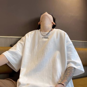 重磅純棉短袖上衣美式潮白色t恤