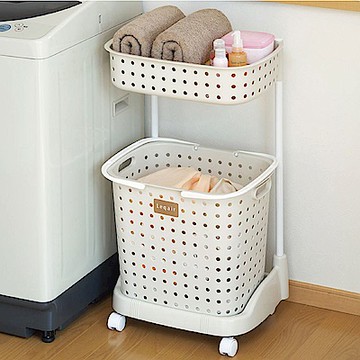 【日本JEJ ASTAGE】日本JEJ LEQAIR系列 2層洗衣籃附輪