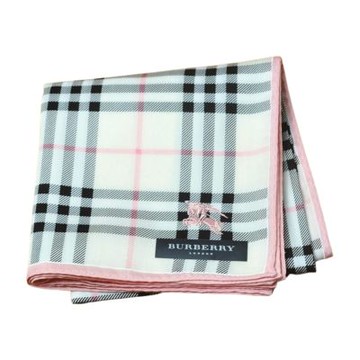 BURBERRY 經典大格紋戰馬圖騰刺繡LOGO帕領巾(粉白色系/52CM)