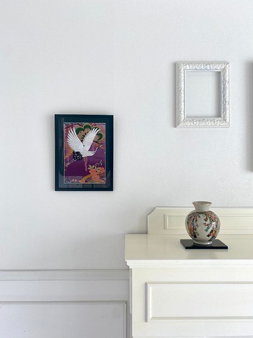 帶框 111 繡花和服仙鶴日式現代日式室內禮物結婚禮物喬遷長壽慶典好運帶框內飾