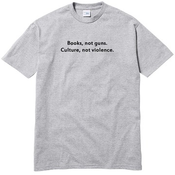 Books Not Guns Culture Not Violence 短袖T恤 灰色 春裝文字