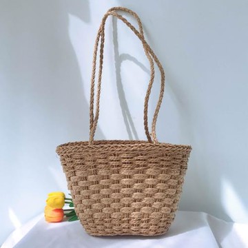 新品ins手工編織草編包夏單肩海邊度假沙灘包藤包草包女包大包