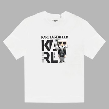 KARL LAGERFELD 字母老佛爺棉質短T(白)