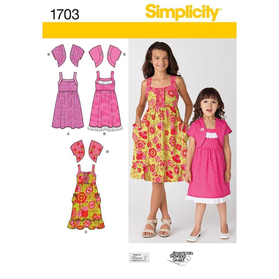 Simplicity Karen Z Pattern 1703 Girls Dress in Two Lengths and Bolero Sizes