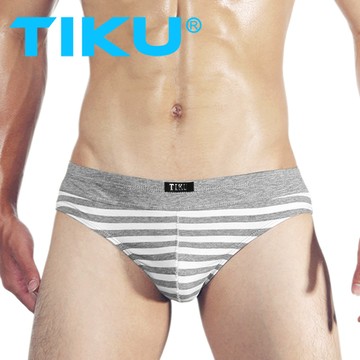 TIKU 梯酷 ~ 條紋派對 棉質透氣超彈 三角男內褲 -灰白 (GC1239)
